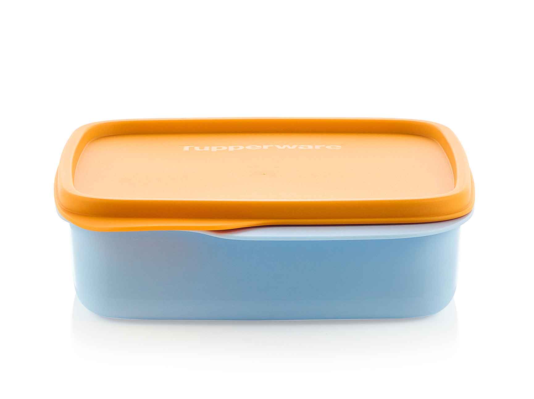 Eco+ Boîte Divisée 550ml Avec Compartiments Carrée Orange/Bleu