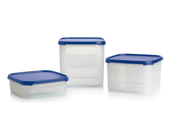 set boites modulaire carree set boîtes modulaire carrée 4l, 2,6l,1,1l bleu tupperware maroc