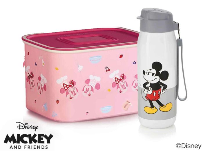 5 set thermos 510ml-mickey + freshetanche rose mickey 1,3lt tupperware maroc