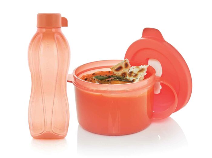 54 001 set eco+ bouteille normale 500ml saumon + tasse crystalwave 460ml orange tupperware maroc