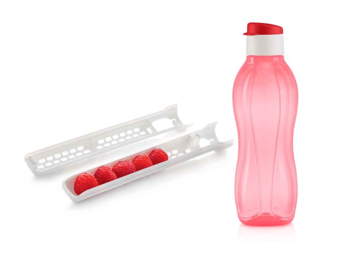 f 001 Pack Eco Bouteille 750ml Rouge & Infuseur de Fruits en Bouteille Tupperware Maroc