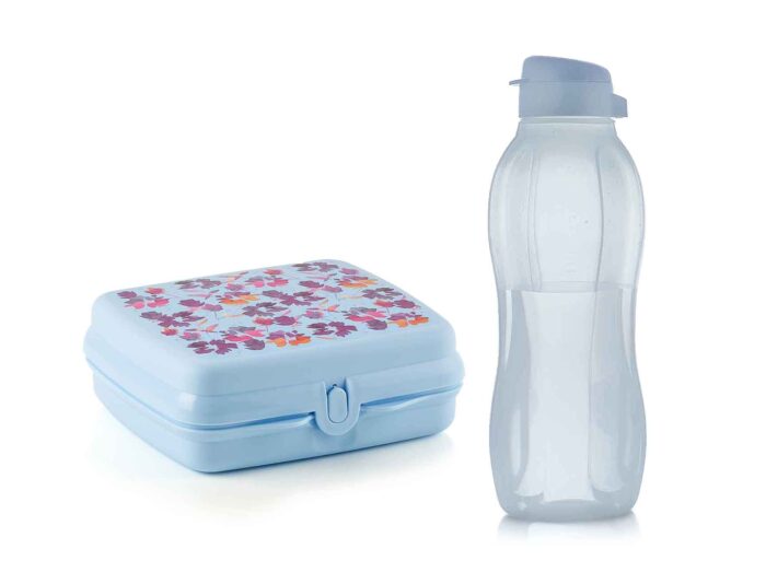 r 001 Set Bouteille Click 1,5L + Boîte Sandwich Eco+ Florale Tupperware Maroc